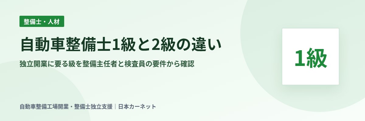 自動車整備士1級と2級の違い 独立開業に要る級を整備主任者と検査員の要件から確認